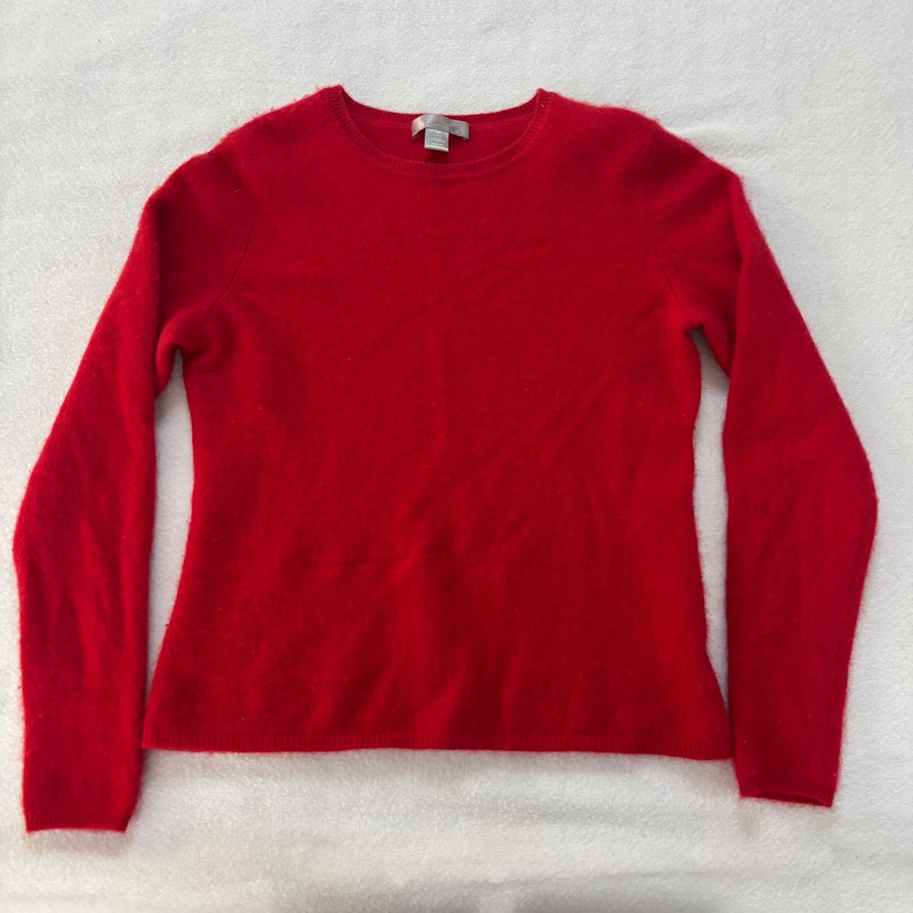 Charter Club Cashmere Sweater Womens Medium Red Crew Neck 2-Ply Knit Pullover